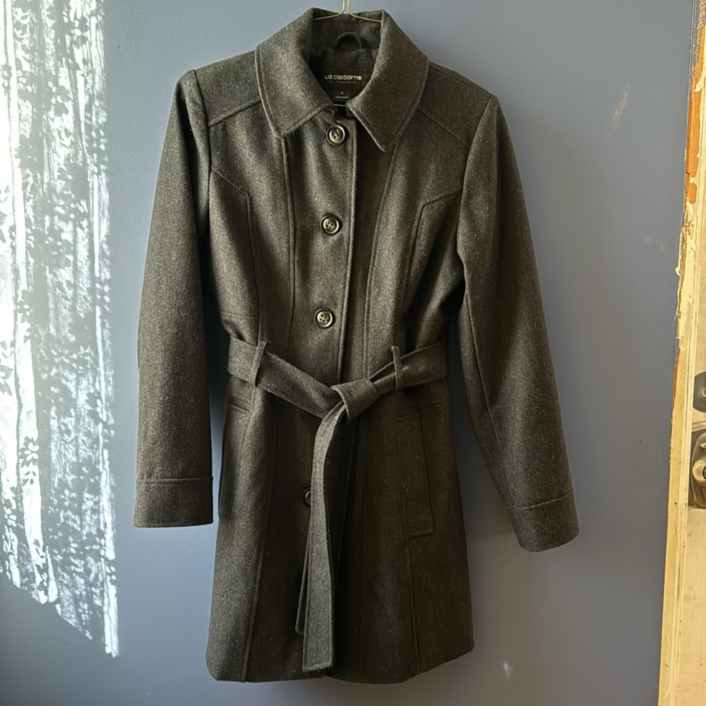 LIZ CLAIBORNE Women’s Wool Dress Coat - Size M Grey